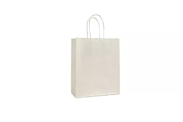 Kleine (18+8*22 cm) weiße Papiertaschen mit Papierkordel, unbedruckt , 90g/m², 25er Set